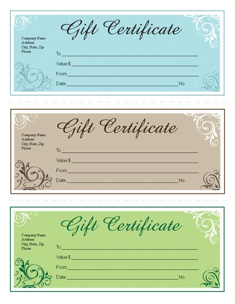 Free Gift Certificate Templates Printable